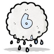 Cartoon Raincloud With Number Six N3