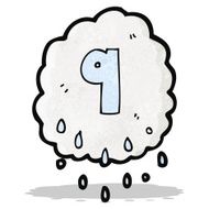 cartoon raincloud with number nine N2