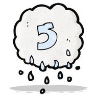 cartoon raincloud with number 5