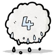 cartoon raincloud with number 4