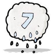 cartoon raincloud with number seven N2