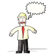 stressed businessman with speech bubble