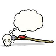 spear in skull cartoon