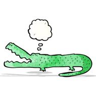 cartoon crocodile with thought bubble N48