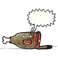 leg of meat cartoon character with speech bubble