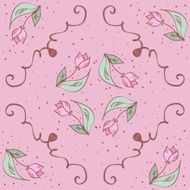Vector pink hand drawn tulips seamless pattern Can be used