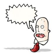 cartoon bald man with speech bubble N3