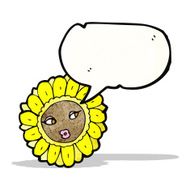 cartoon pretty flower face with speech bubble