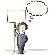 Cartoon Man Holding Sign N3