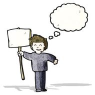 Cartoon Man Holding Sign N4