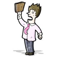 businessman waving file