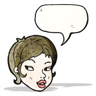 pretty girl&#039;s face cartoon
