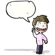 cartoon grinning boy with speech bubble N13