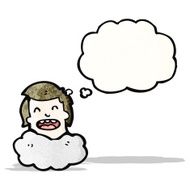 cartoon head on cloud