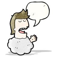 talking head in cloud cartoon