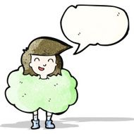 girl in cloud of green smoke cartoon