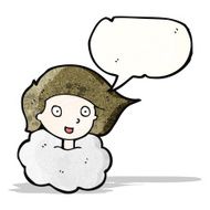girl with head in clouds cartoon
