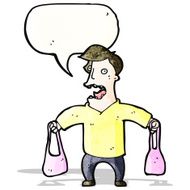 cartoon man holding handbag