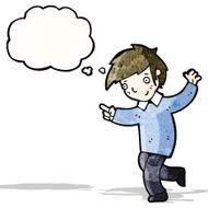 cartoon happy boy with thought bubble N260