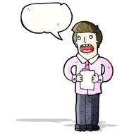 cartoon man reading speech from notes