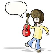cartoon hippie man with guitar