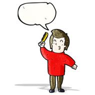 cartoon man combing hair N8