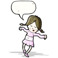 cartoon happy girl dancing