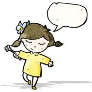 friendly girl with speech bubble cartoon N2