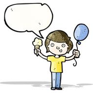 cartoon boy with ice cream and balloon N3