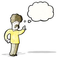 Cartoon Seventies Style Man With Mustache And Thought Bubble N2
