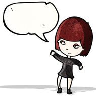 Cartoon Goth Girl With Speech Bubble N2