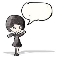 Cartoon Goth Girl With Speech Bubble N3