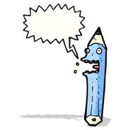screaming pencil cartoon character