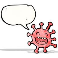 cartoon germ with speech bubble