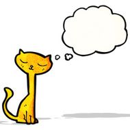 cartoon pretty cat with thoguth bubble