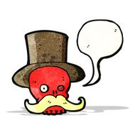 cartoon skull in top hat N10