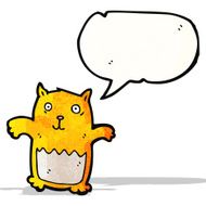 happy cartoon cat with speech bubble