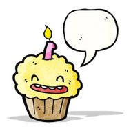 cartoon cupcake with speech bubble N10
