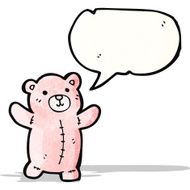 cartoon pink teddy bear with speech bubble N2
