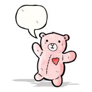 cartoon pink teddy bear with speech bubble N3