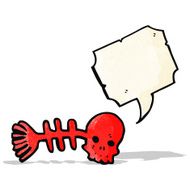 cartoon spooky fish bones symbol with speech bubble