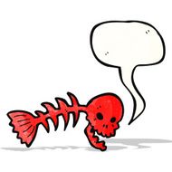 cartoon spooky fish bones symbol with speech bubble N2