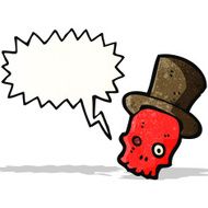 cartoon talking skull in top hat