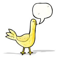 cartoon pigeon with speech bubble