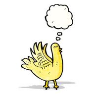 cartoon bird with thought bubble N292