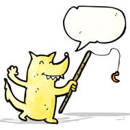 cartoon wolf with fishing rod N3