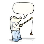 cartoon polar bear with fishing rod