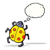 cartoon ladybug with thought bubble