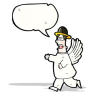 cartoon angel with speech bubble N4