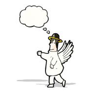 cartoon angel with thought bubble N3